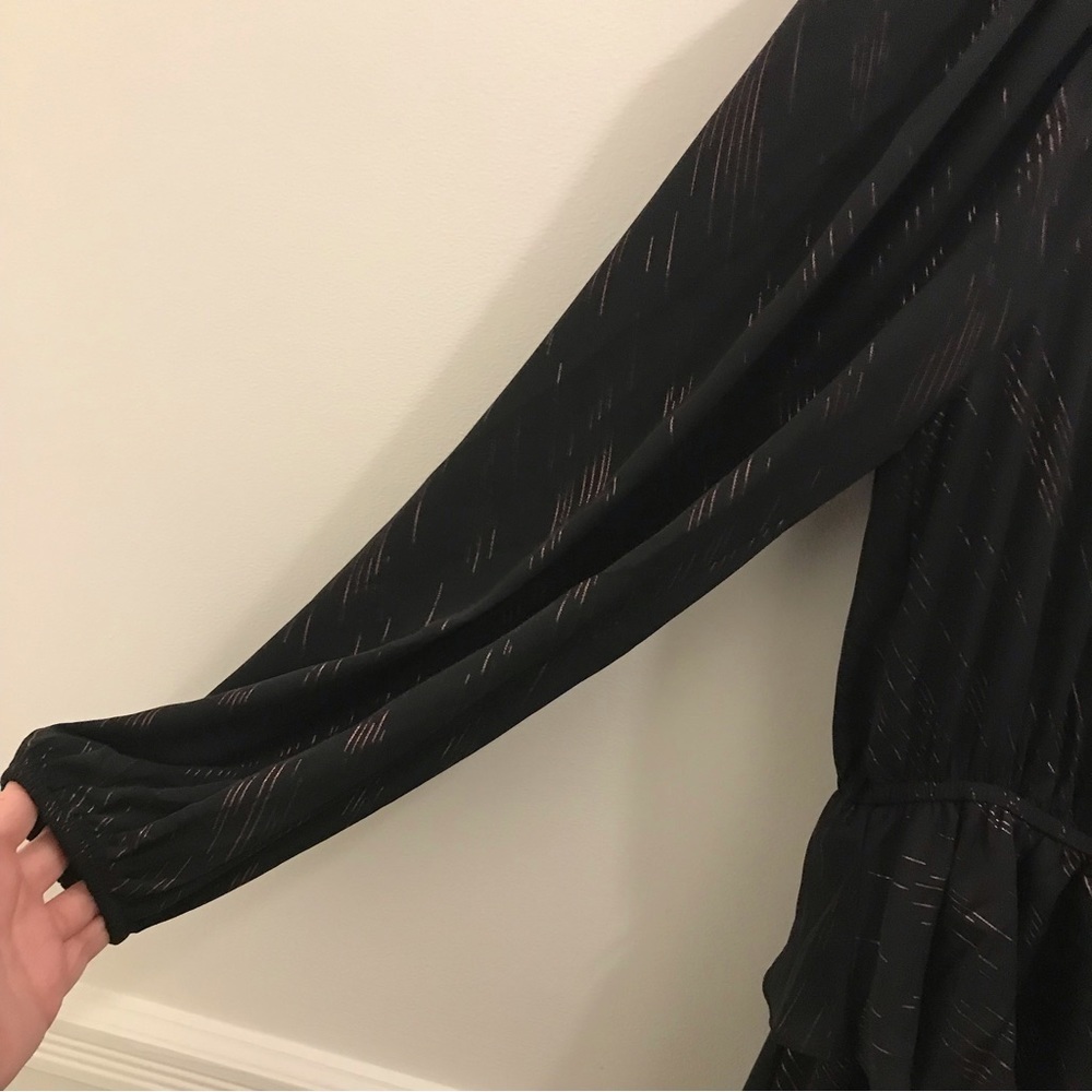 NWT Current Air Metallic Stripe Midi Dress small black long sleeves - Picture 3 of 11